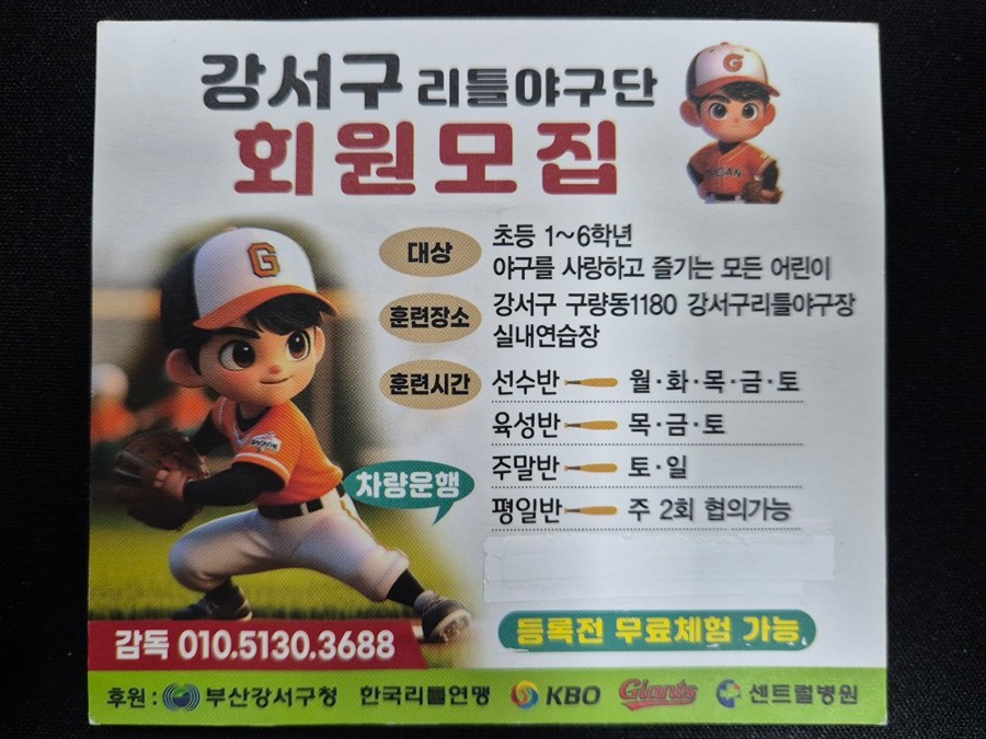 부산강서리틀야구단모집 썸네일