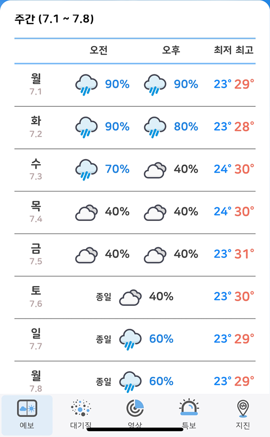 어제부터 남부지방 장마시작이라는데 썸네일
